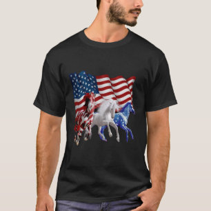 Paarden van Amerikaanse vlag T-shirt