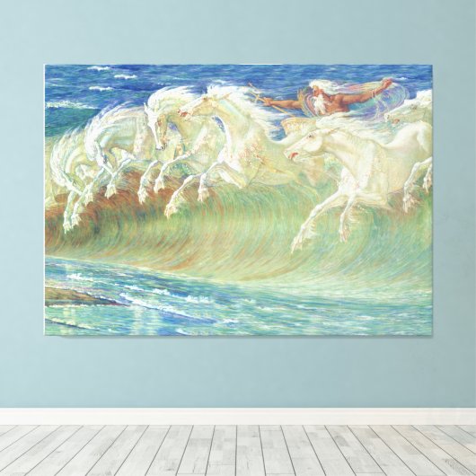 Paarden van Neptunus door Walter Crane Canvas Afdruk (Insitu (Houten vloer))