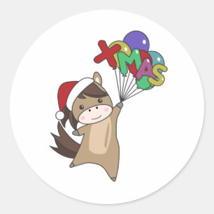 Paarden van paardenwinterwinterpaarden met paarden ronde sticker