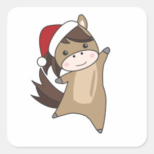 Paarden van paardenwinterwinterpaarden met paarden vierkante sticker