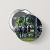Paarden verven in de bomen ronde button 5,7 cm (Voorkant /achterkant)