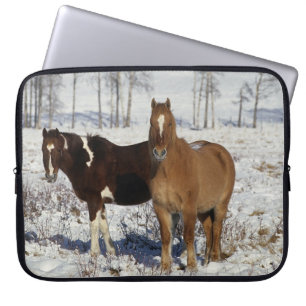 Paarden verven in sneeuw laptop sleeve