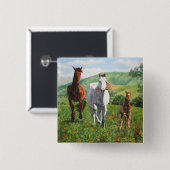 paarden vierkante button 5,1 cm (Voorkant /achterkant)