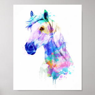 Paarden waterverf, paardenschilderen, paardenkunst poster