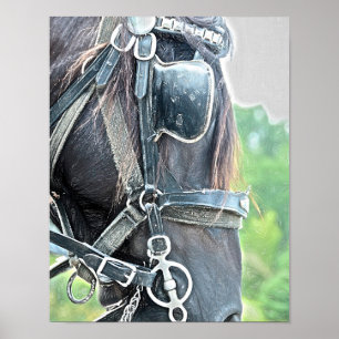 Paarden Western Rustic Brown Green Country Style Poster