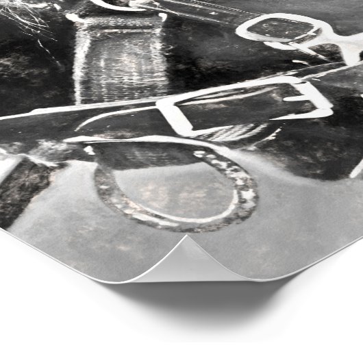 Paarden Western Rustisch zwart en witte  kunst Poster (Hoek)