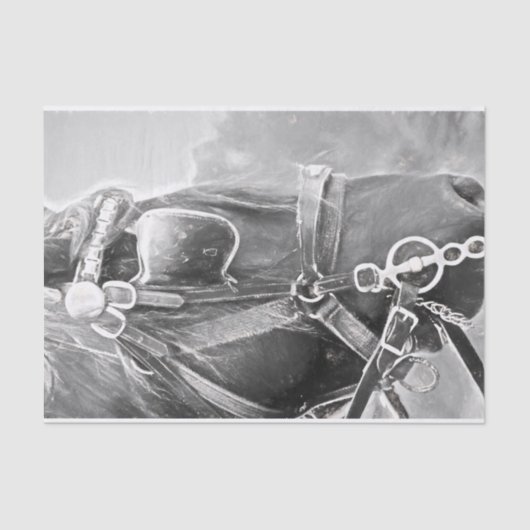 Paarden Western Rustisch zwart en witte kunst Tissuepapier (Voorkant)