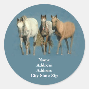 Paarden Wild en prachtig adreslabel Ronde Sticker