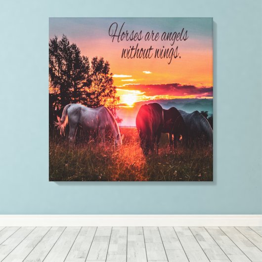 Paarden zijn engelen zonder vleugels canvas afdruk (Insitu (Houten vloer))