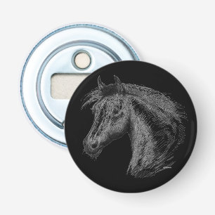Paarden: zwart button flesopener