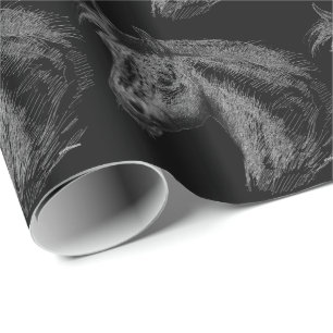 Paarden: zwart cadeaupapier