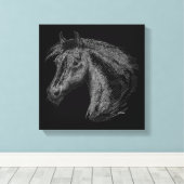Paarden: zwart canvas afdruk (Insitu (Houten vloer))