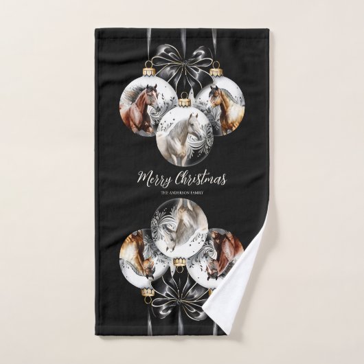 Paarden zwart en goud Kerstcitaat Handdoek (Handdoek)