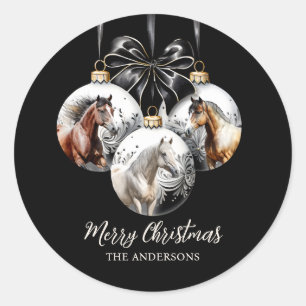 Paarden zwart en goud Kerstcitaat Ronde Sticker