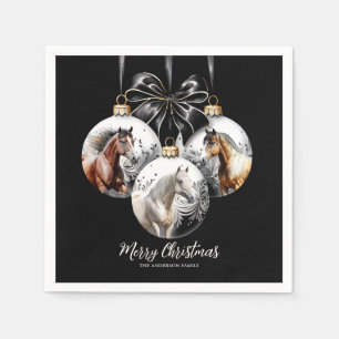Paarden zwart en goud Kerstcitaat Servet