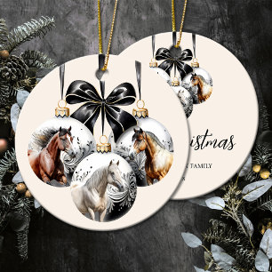 Paarden zwart en goud Kerstmis Keramisch Ornament