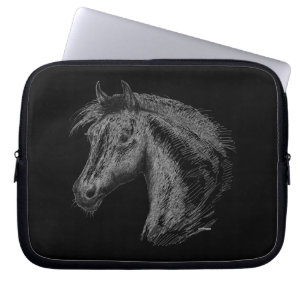 Paarden: zwart laptop sleeve