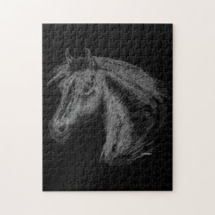 Paarden: zwart legpuzzel