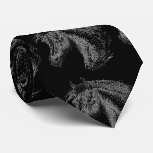 Paarden: zwart stropdas (Opgerold)