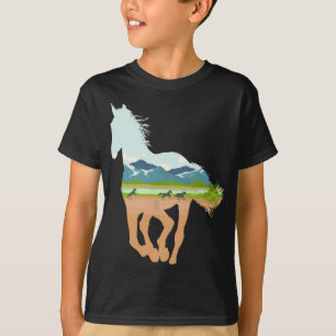 Paardenafdrukken met landschapspaardenbrein - Anim T-shirt