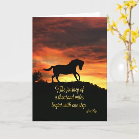 Paardenbemoedigende Kaart met beroemd Gezegde (Gele Bloem)