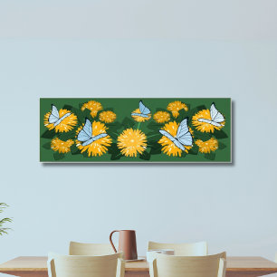 Paardenbloem Bed & Vlinders Geel & Groen Poster