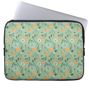 Paardenbloem bloeit Sinaasappel bloemmotief Laptop Sleeve