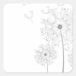 Paardenbloem Bloesems Wijnranken Romantische Trouw Vierkante Sticker