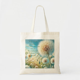 Paardenbloem Blowball & Quote #2 Tote Bag