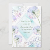 Paardenbloem en Glitter Bruiloft Save The Date Kaart (Voorkant)