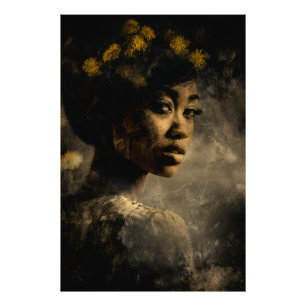 Paardenbloem Kroon Melanine Gloei Portret Foto Afdruk