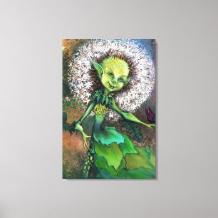 Paardenbloem Meisje en Vlinder Canvas Print Schild