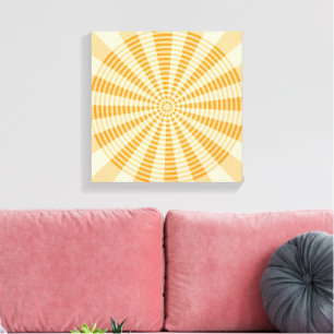 Paardenbloem, Oranje Spiraal, Boho Abstracte Kunst Canvas Afdruk