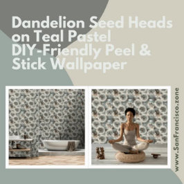 Paardenbloem Seed Heads op Blauwgroen Pastel Peel  Behang