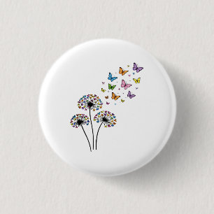 Paardenbloem vlinder stroom ronde button 3,2 cm
