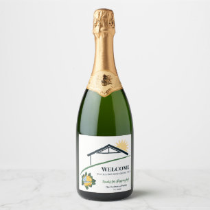 Paardenbloem Vlinder welkom bij Ons Nieuwe Huis Fe Sparkling Wijnetiket