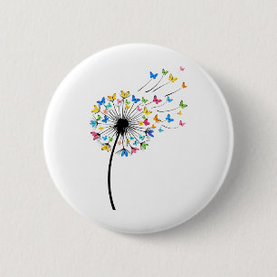 Paardenbloem vlinderstroom ronde button 5,7 cm