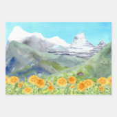 Paardenbloemen Berglandschap Inpakpapier Vel (Voorkant 2)