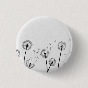 Paardenbloemen Bloemen Pluizen Spores Grijs Ronde Button 3,2 Cm