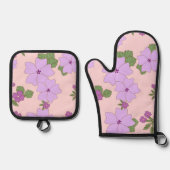 Paardenbloemen, bloempatroon, patroon van bloemen ovenwant & pannenlap set (Voorkant)