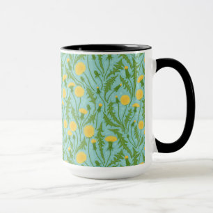 Paardenbloemen, groen, geel en blauw mok
