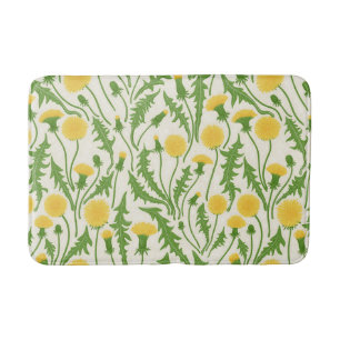 Paardenbloemen, groen, geel en wit badmat
