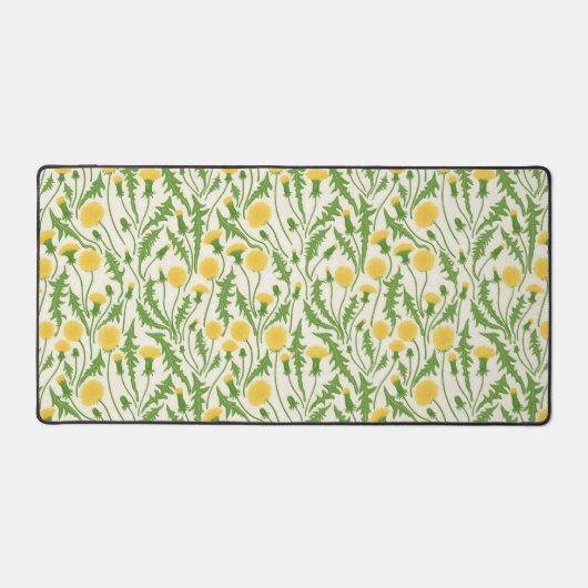 Paardenbloemen, groen, geel en wit bureaumat (Voorkant)