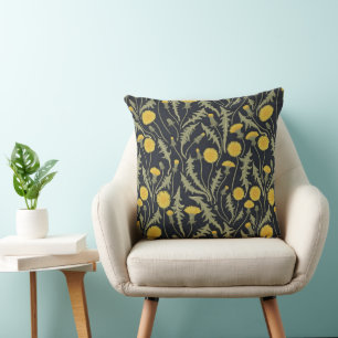 Paardenbloemen, groen, geel en zwart kussen