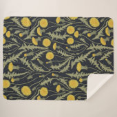 Paardenbloemen, groen, geel en zwart sherpa deken (Voorkant (horizontaal))