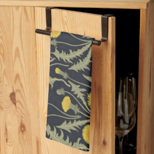 Paardenbloemen, groen, geel en zwart theedoek