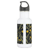 Paardenbloemen, groen, geel en zwart waterfles  (Achterkant)