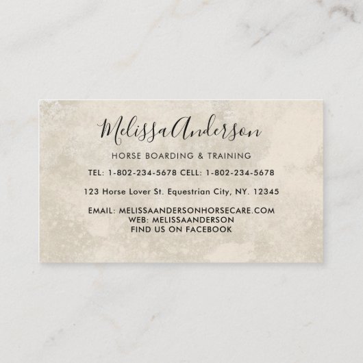 Paardenbloemen Paardensport  Paardenbloem Visitekaartje (Achterkant)