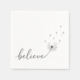 Paardenbloemplanten met Believe-tekst Servet