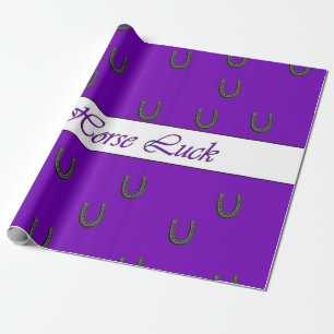 Paardenbont Paarse Hoefijzers Verpakkingspapier Cadeaupapier